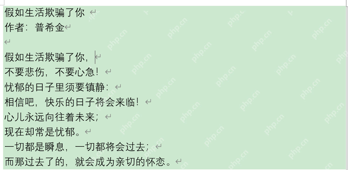Word 文档中已添加浅绿色底纹后的文字效果