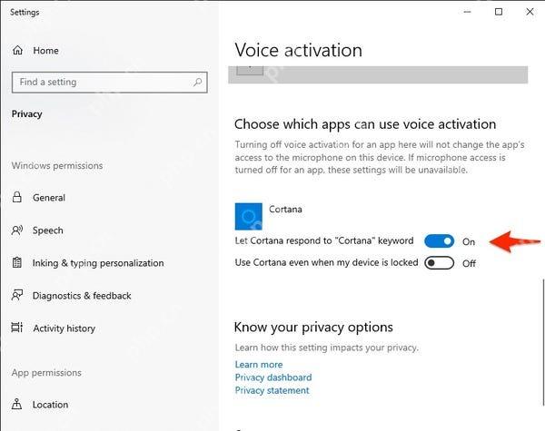Win10 Voice activation 页面关闭 Cortana 关键字响应和锁屏使用