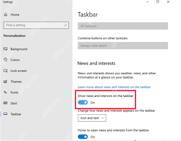 Win10 任务栏设置 News and interests 区域显示 Show news and interests on the taskbar 开关
