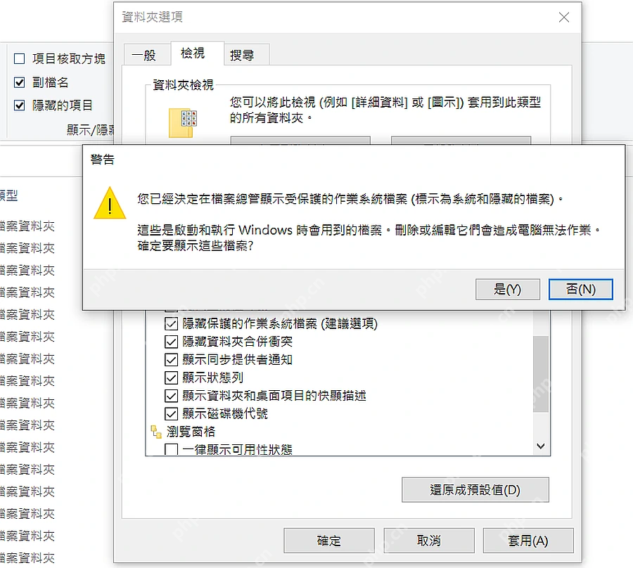 Win10 显示受保护系统文件时的警告窗口