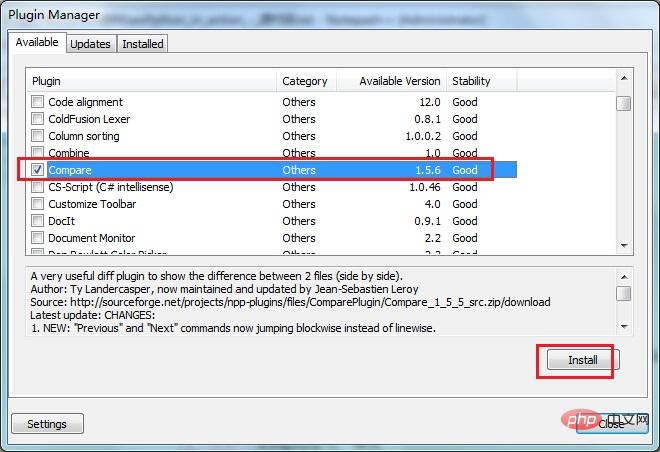 notepad compares two files for differences