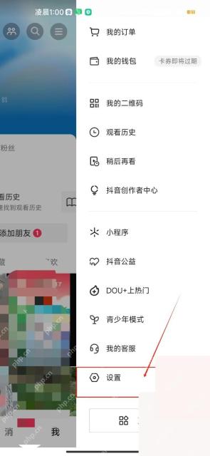 抖音极速版从菜单进入设置