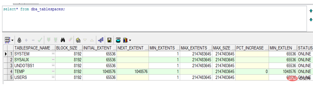 oracle怎么查询数据库的默认表空间