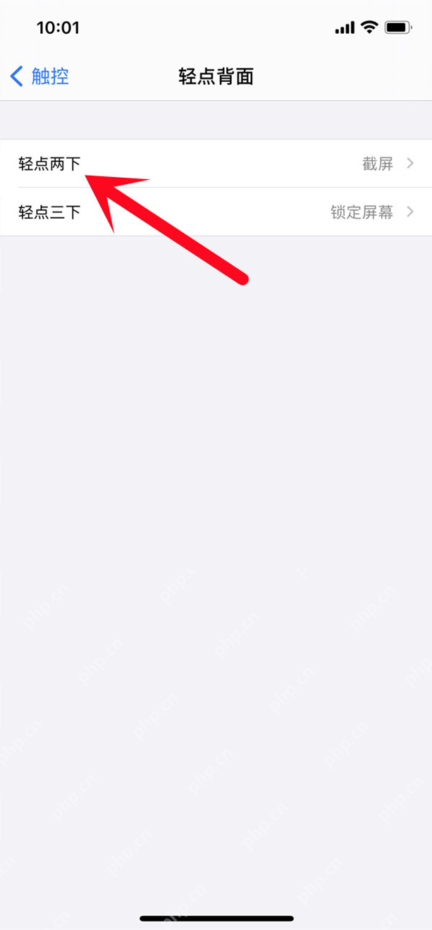 iPhone轻点背面选择轻点两下或轻点三下
