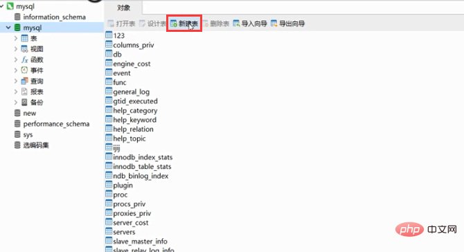 navicatプレミアムで新しいテーブルを作成する方法