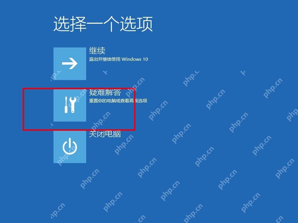 WinRE 中进入疑难解答。