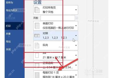 Word 文件菜单进入打印页面,左侧打印入口和右侧文档预览用于第一步定位