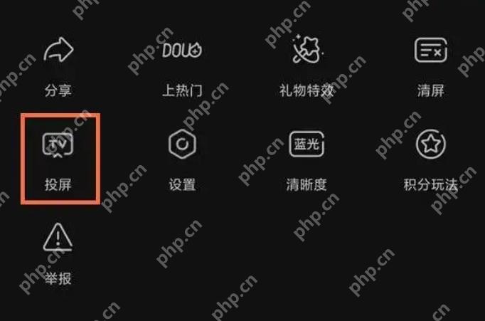 抖音视频工具菜单里的投屏按钮