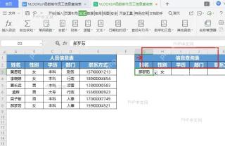 Excel员工档案查询区根据姓名自动返回性别学历部门和联系方式