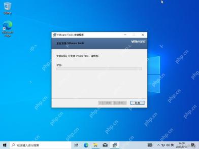 Windows 10 虚拟机中 VMware Tools 安装程序正在安装进度窗口