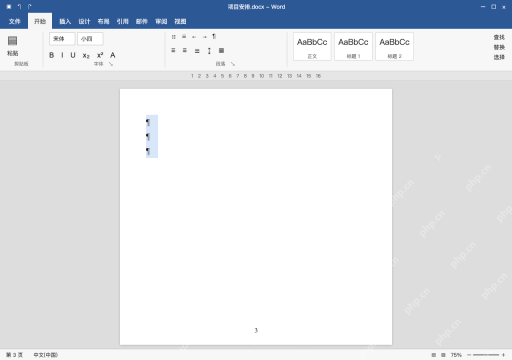 模拟 Microsoft Word 简体中文桌面版完整界面:显示标记,只删多余的空段落或分页符