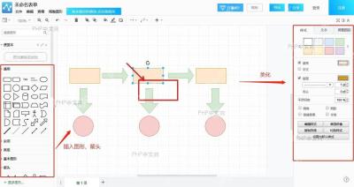WPS 流程图画布中选中一个流程图图形,外侧出现控制点用于调整大小