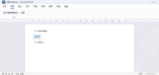 模拟 Word正文之间的手动分页符,删除对象不是分节符