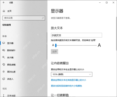 Win10 轻松使用页面进入鼠标指针大小和颜色设置