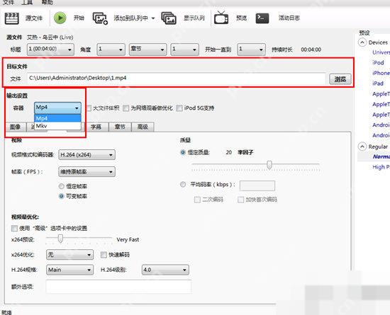 HandBrake Windows 桌面端界面，展示字幕设置与本步骤涉及的控件