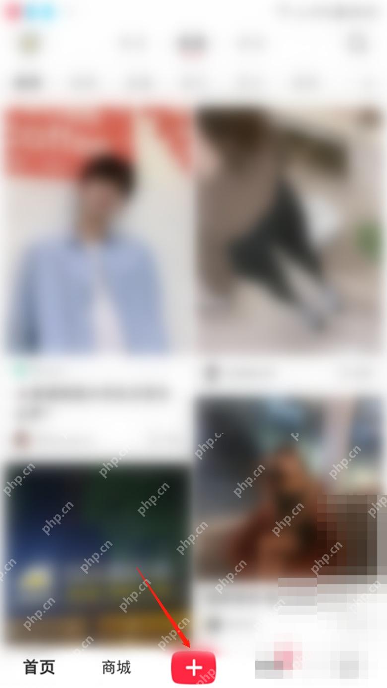 小红书底部加号入口，用于准备进入直播发布路径