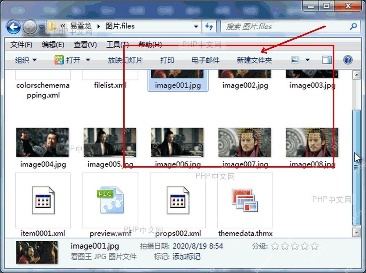 资源管理器中显示网页导出的 files 文件夹和多张图片文件