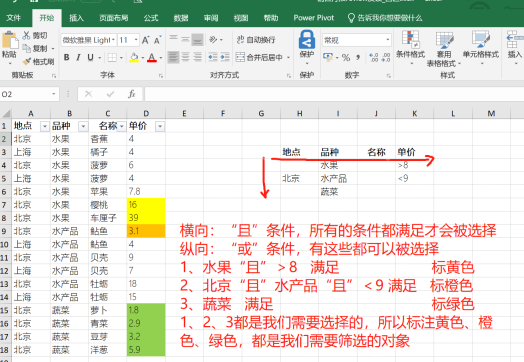 Excel 多条件查询先整理源数据和条件区域