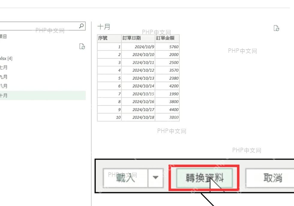 Power Query 导航器中点击转换数据进入编辑器