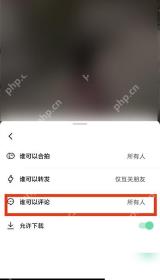 抖音谁可以看我对作品的评论设置项，用于不让别人看评论