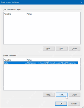 Windows 环境变量窗口选中 Path 并点击 Edit