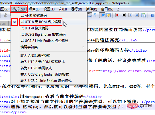 How to read the encoding format in notepad