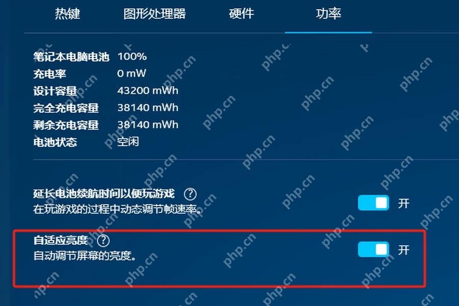 Windows11 厂商电源设置中的自适应亮度选项