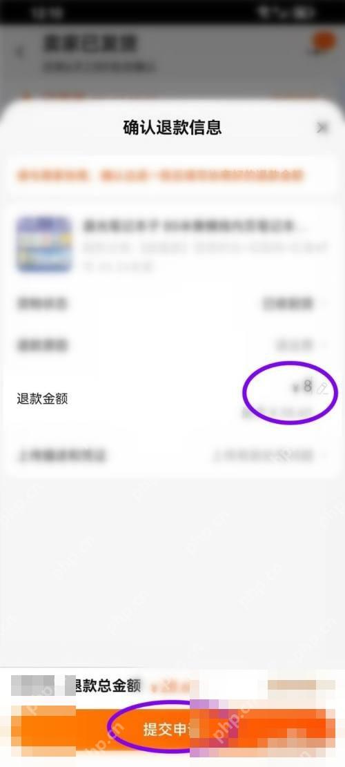 最后核对退款金额和退款信息,确认无误后提交申请。
