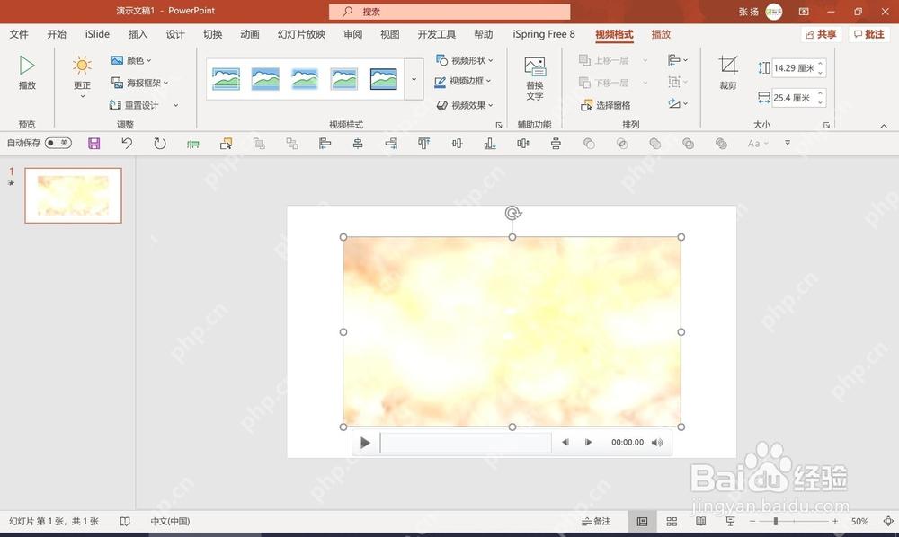 PowerPoint页面中选中视频对象