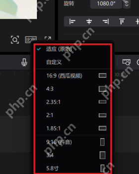 裁剪比例下拉菜单里有多种比例