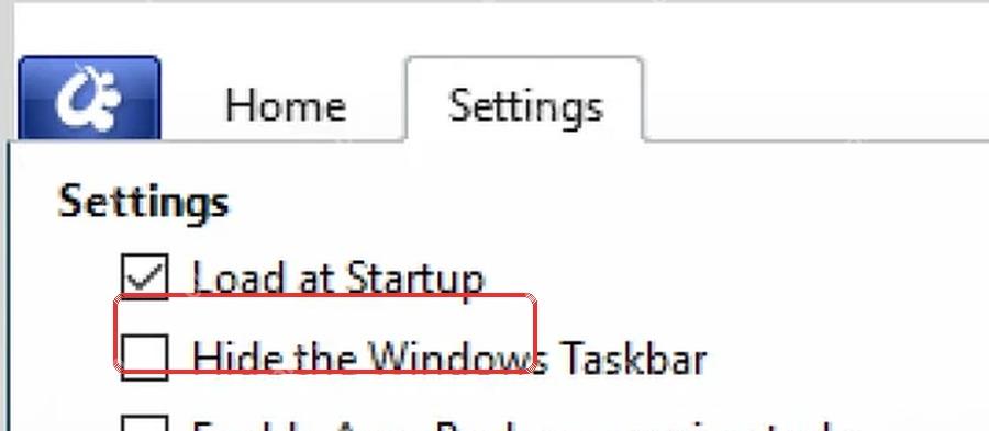 ObjectDock Windows Settings 页面 Hide the Windows Taskbar 任务栏选项