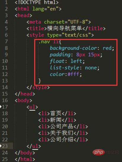 So führen Sie eine horizontale HTML-Navigation durch