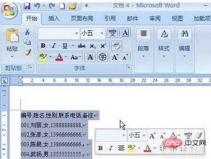 So konvertieren Sie Text in Word in eine Tabelle