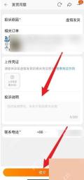 淘宝发货问题投诉表单页面底部的提交按钮