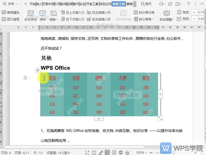 Word如何删除文档表格中的行列? 第2步
