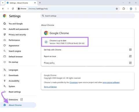 Chrome 关于页面版本与更新状态