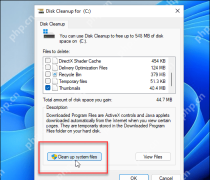 Win11 Disk Cleanup 窗口中 Clean up system files 按钮被框出