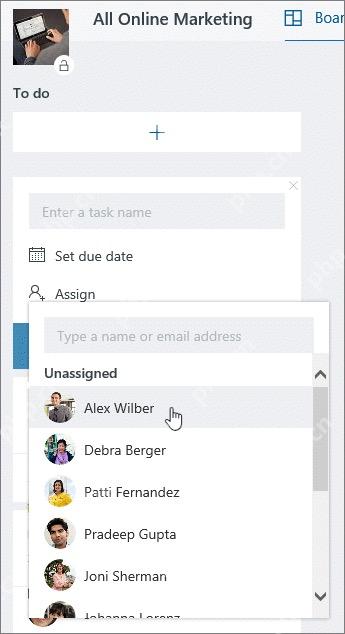 Microsoft Planner创建任务时分配负责人