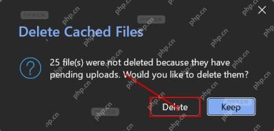 Office 文档缓存删除确认窗口中 Delete 按钮和 Keep 按钮