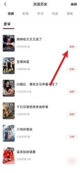 红果免费短剧浏览历史列表追剧按钮