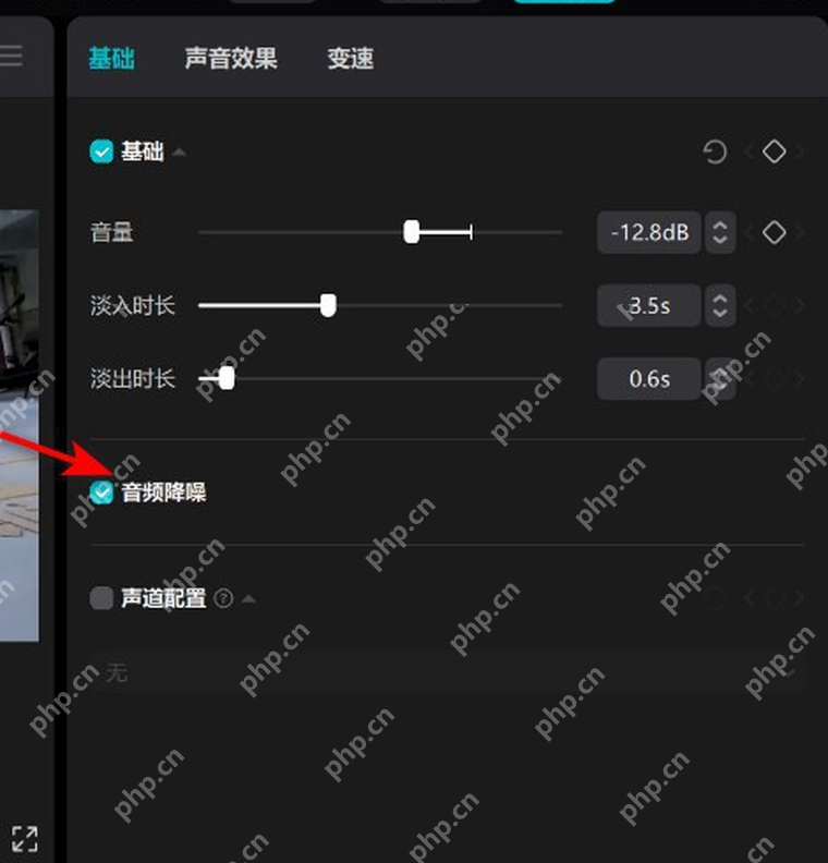 右侧音频面板里勾选音频降噪