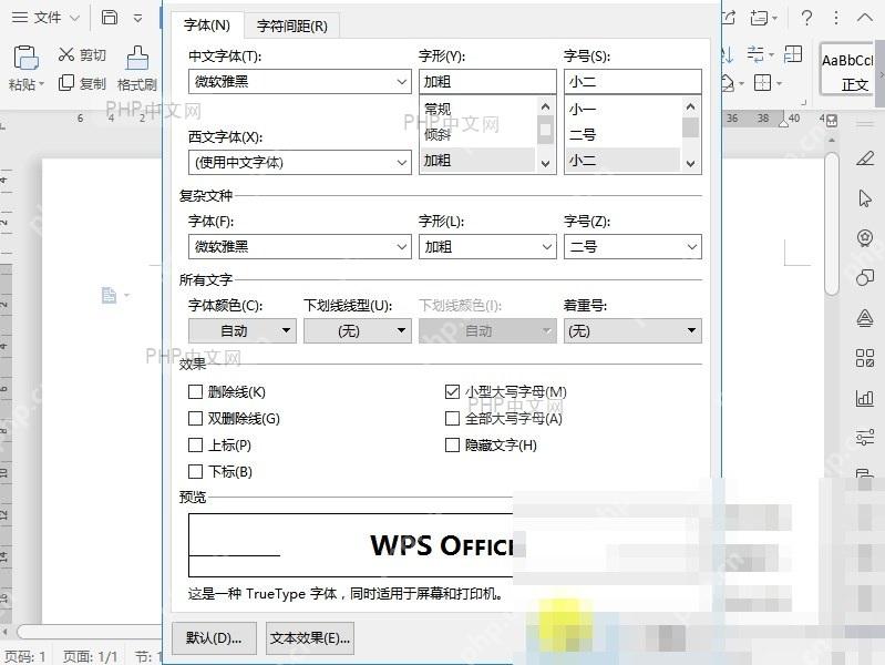 Word如何将文档中的字母调整为小型大写字母?设置效果