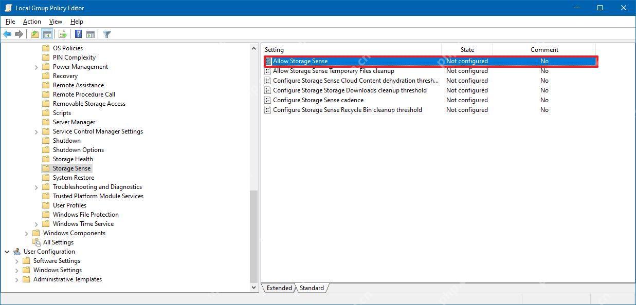 win10存储感知被管理员禁用怎么办_win10自动清理功能权限检查 - php中文网