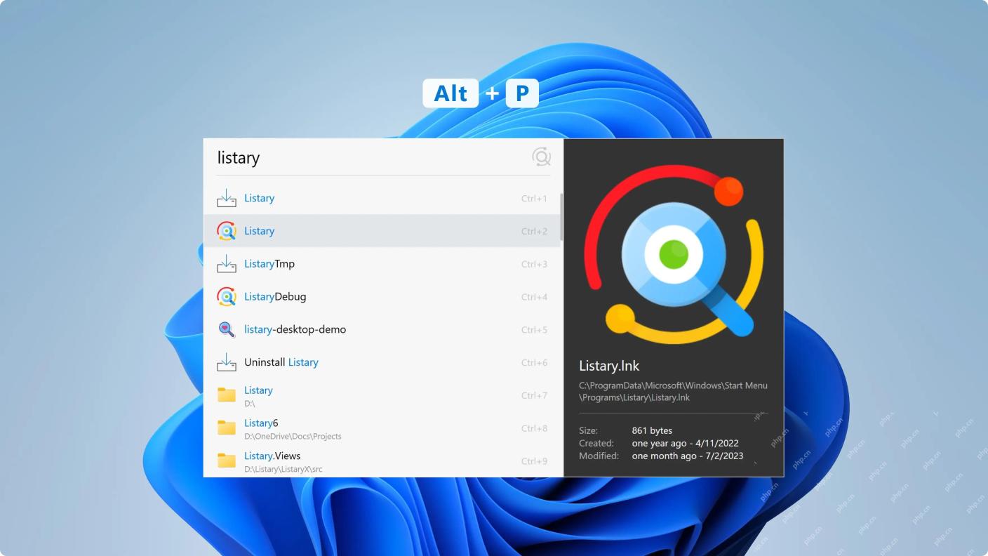 Windows Listary 文件搜索窗口右侧打开预览面板,证明片段搜索后可以先预览再决定打开哪一份文件。