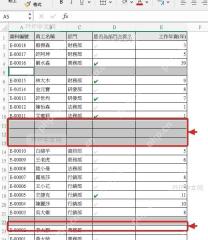 Excel定位空值后空白行被成组选中