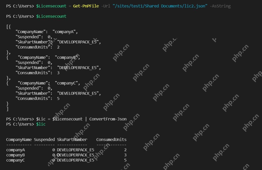 PowerShell 解析 JSON 后以表格形式显示所需字段