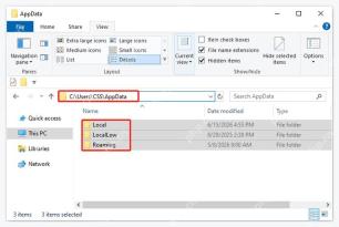 Windows 文件资源管理器中 AppData 下的 Local LocalLow Roaming 文件夹
