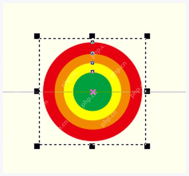 CorelDRAW 对象靠近水平和垂直参考线时的对齐状态