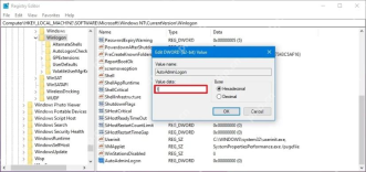 注册表 Winlogon 项中 AutoAdminLogon 已启用