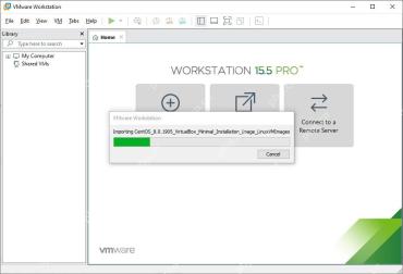 VMware Workstation 正在导入 OVF 虚拟机并显示进度条